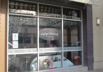 Photo of the front of the Spellbound shop